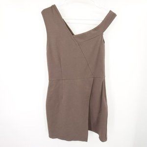Tobi Taupe Asymmetrical Neckline Mini Dress Size Medium